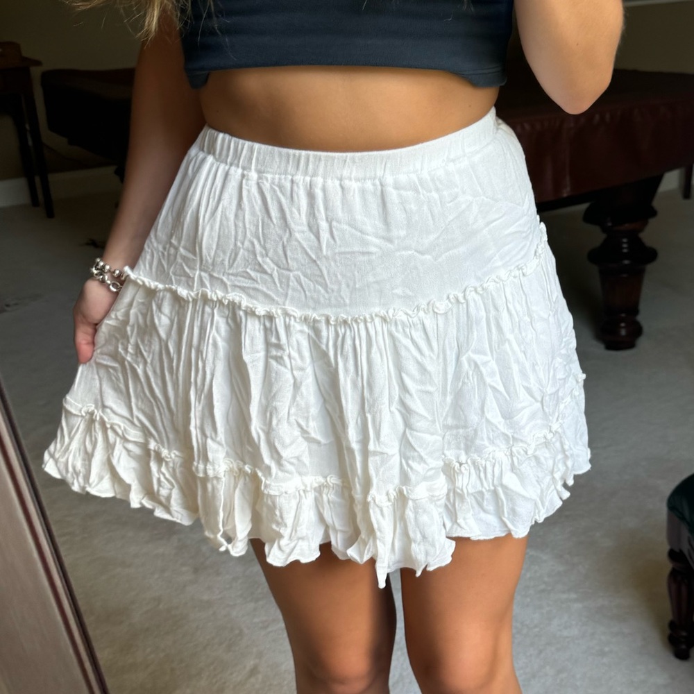 Princess Polly Beachy Layered White Mini Skirt